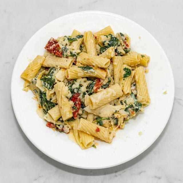 Spinach Artichoke & Sun-Dried Tomato Rigatoni.