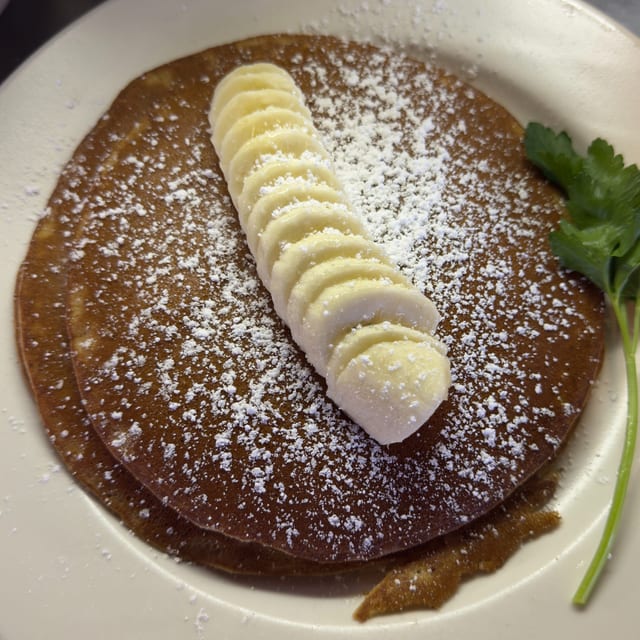 Fresh Banana & Walnut Pancakes.