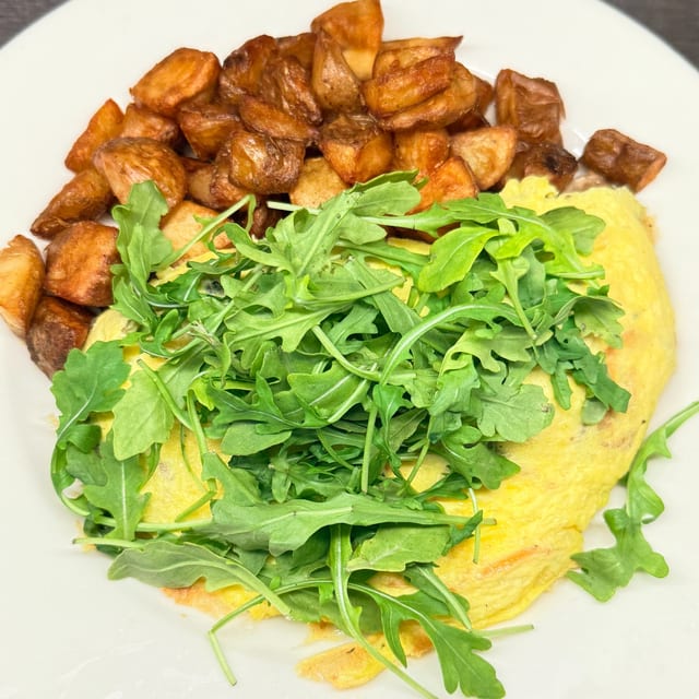 Caramelized Onion & Mushroom Omelette.